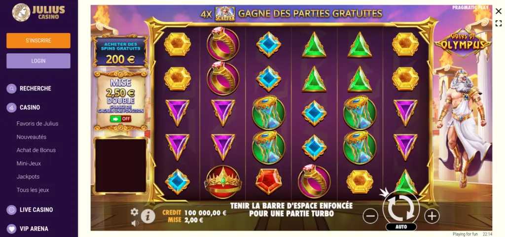 Julius Casino – Catalogue de jeux